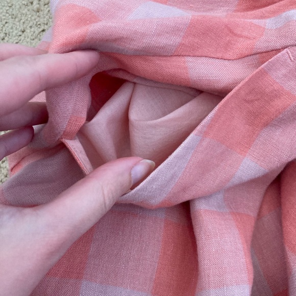 Boden Pull-on Linen Midi Skirt in Tonal Pink Gingham 14 - Picture 3 of 5